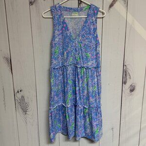 Lilly Pulitzer Lorina Swing Dress Small Blue Peri Turtle EUC